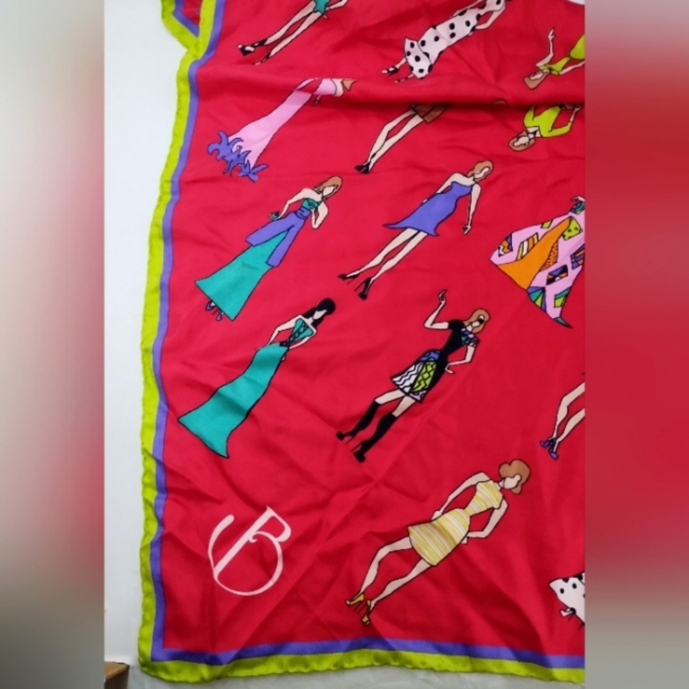 Vintage Ballantyne Square Red Dressy Women Scarf Unisex Classy